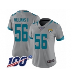 Women's Jacksonville Jaguars #56 Quincy Williams II Silver Inverted Legend Limited 100th Season Football Jersey