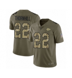 Youth Kansas City Chiefs #22 Juan Thornhill Limited Olive Camo 2017 Salute to Service Football Jersey