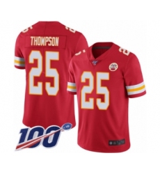 Men's Kansas City Chiefs #25 Darwin Thompson Red Team Color Vapor Untouchable Limited Player 100th Season Football Jersey