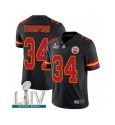 Men's Kansas City Chiefs #34 Darwin Thompson Limited Black Rush Vapor Untouchable Super Bowl LIV Bound Football Jersey