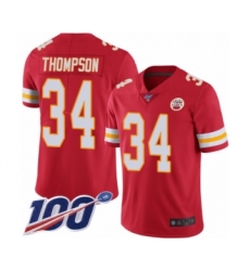 Men's Kansas City Chiefs #34 Darwin Thompson Red Team Color Vapor Untouchable Limited Player 100th Season Football Jersey