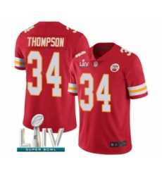 Men's Kansas City Chiefs #34 Darwin Thompson Red Team Color Vapor Untouchable Limited Player Super Bowl LIV Bound Football Jersey