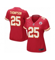 Women's Kansas City Chiefs #25 Darwin Thompson Game Red Team Color Football Jersey