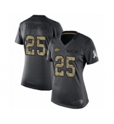 Women's Kansas City Chiefs #25 Darwin Thompson Limited Black 2016 Salute to Service Football Jersey