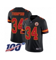 Youth Kansas City Chiefs #34 Darwin Thompson Limited Black Rush Vapor Untouchable 100th Season Football Jersey