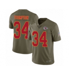 Youth Kansas City Chiefs #34 Darwin Thompson Limited Olive 2017 Salute to Service Football Jersey