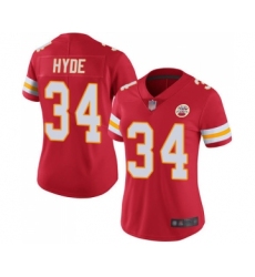 Women's Kansas City Chiefs #34 Carlos Hyde Red Team Color Vapor Untouchable Limited Player Football Jersey