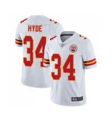 Youth Kansas City Chiefs #34 Carlos Hyde White Vapor Untouchable Limited Player Football Jersey