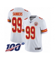 Men's Kansas City Chiefs #99 Khalen Saunders White Vapor Untouchable Limited Player 100th Season Football Jersey