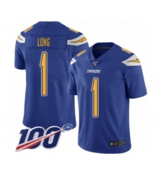 Men's Los Angeles Chargers #1 Ty Long Limited Electric Blue Rush Vapor Untouchable 100th Season Football Jersey