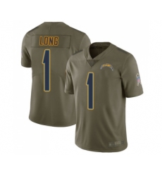Men's Los Angeles Chargers #1 Ty Long Limited Olive 2017 Salute to Service Football Jersey