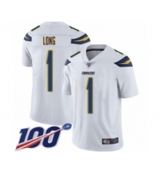 Men's Los Angeles Chargers #1 Ty Long White Vapor Untouchable Limited Player 100th Season Football Jersey