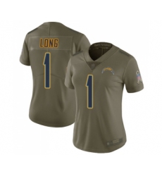 Women's Los Angeles Chargers #1 Ty Long Limited Olive 2017 Salute to Service Football Jersey