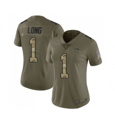 Women's Los Angeles Chargers #1 Ty Long Limited Olive Camo 2017 Salute to Service Football Jersey