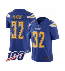 Men's Los Angeles Chargers #32 Nasir Adderley Limited Electric Blue Rush Vapor Untouchable 100th Season Football Jersey