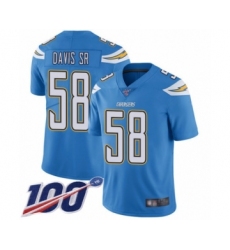 Men's Los Angeles Chargers #58 Thomas Davis Sr Electric Blue Alternate Vapor Untouchable Limited Player 100th Season Football Jersey