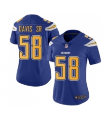 Women's Los Angeles Chargers #58 Thomas Davis Sr Limited Electric Blue Rush Vapor Untouchable Football Jersey