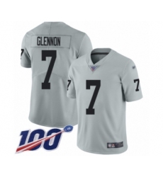 Men's Oakland Raiders #7 Mike Glennon Limited Silver Inverted Legend 100th Season Football Jersey
