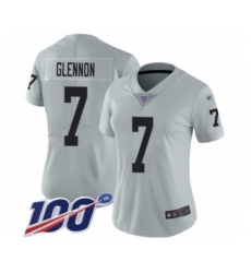 Women's Oakland Raiders #7 Mike Glennon Limited Silver Inverted Legend 100th Season Football Jersey