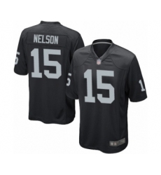 Men's Oakland Raiders #15 J. Nelson Game Black Team Color Football Jersey