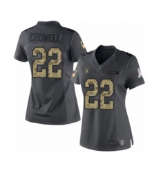 Women's Oakland Raiders #22 Isaiah Crowell Limited Black 2016 Salute to Service Football Jersey