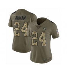 Women's Oakland Raiders #24 Johnathan Abram Limited Olive Camo 2017 Salute to Service Football Jersey