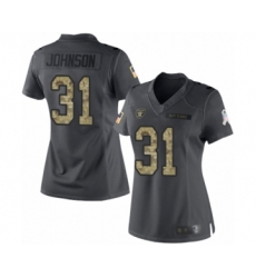 Women's Oakland Raiders #31 Isaiah Johnson Limited Black 2016 Salute to Service Football Jersey