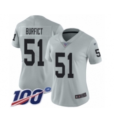 Women's Oakland Raiders #51 Vontaze Burfict Limited Silver Inverted Legend 100th Season Football Jersey