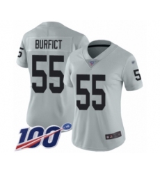 Women's Oakland Raiders #55 Vontaze Burfict Limited Silver Inverted Legend 100th Season Football Jersey