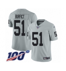 Youth Oakland Raiders #51 Vontaze Burfict Limited Silver Inverted Legend 100th Season Football Jersey