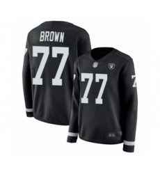 Women's Oakland Raiders #77 Trent Brown Limited Black Therma Long Sleeve Football Jersey