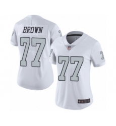 Women's Oakland Raiders #77 Trent Brown Limited White Rush Vapor Untouchable Football Jersey