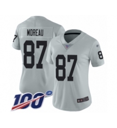 Women's Oakland Raiders #87 Foster Moreau Limited Silver Inverted Legend 100th Season Football Jersey