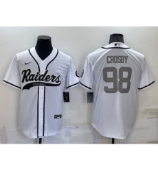 Men's Las Vegas Raiders #98 Maxx Crosby White Grey Stitched MLB Cool Base Nike Baseball Jersey