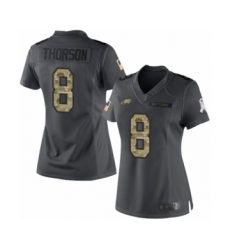 Women's Philadelphia Eagles #8 Clayton Thorson Limited Black 2016 Salute to Service Football Jersey