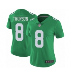 Women's Philadelphia Eagles #8 Clayton Thorson Limited Green Rush Vapor Untouchable Football Jersey