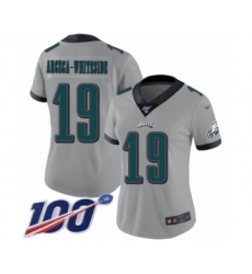 Women's Philadelphia Eagles #19 JJ Arcega-Whiteside Limited Silver Inverted Legend 100th Season Football Jersey