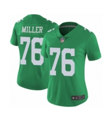 Women's Philadelphia Eagles #76 Shareef Miller Limited Green Rush Vapor Untouchable Football Jersey