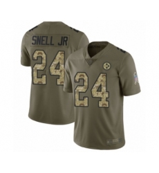 Youth Pittsburgh Steelers #24 Benny Snell Jr. Limited Olive Camo 2017 Salute to Service Football Jersey