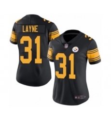 Women's Pittsburgh Steelers #31 Justin Layne Limited Black Rush Vapor Untouchable Football Jersey