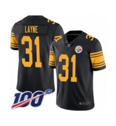 Youth Pittsburgh Steelers #31 Justin Layne Limited Black Rush Vapor Untouchable 100th Season Football Jersey