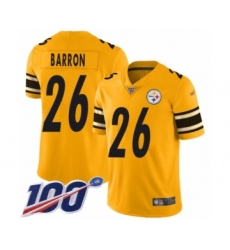 Men's Pittsburgh Steelers #26 Mark Barron Limited Gold Inverted Legend 100th Season Football Jersey