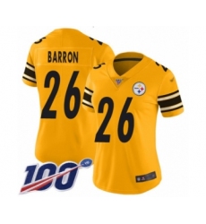 Women's Pittsburgh Steelers #26 Mark Barron Limited Gold Inverted Legend 100th Season Football Jersey