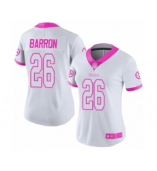 Women's Pittsburgh Steelers #26 Mark Barron Limited White ink Rush Fashion Football Jersey