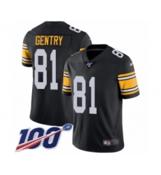 Youth Pittsburgh Steelers #81 Zach Gentry Black Alternate Vapor Untouchable Limited Player 100th Season Football Jersey