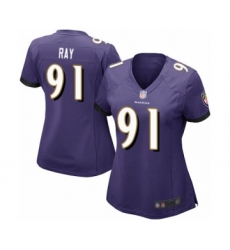 Women's Baltimore Ravens #91 Shane Ray Game Purple Team Color Football Jersey