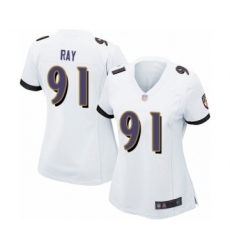 Women's Baltimore Ravens #91 Shane Ray Game White Football Jersey