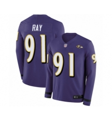 Youth Baltimore Ravens #91 Shane Ray Limited Purple Therma Long Sleeve Football Jersey
