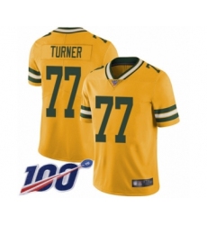 Men's Green Bay Packers #77 Billy Turner Limited Gold Rush Vapor Untouchable 100th Season Football Jersey