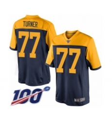 Men's Green Bay Packers #77 Billy Turner Limited Navy Blue Alternate 100th Season Football Jersey